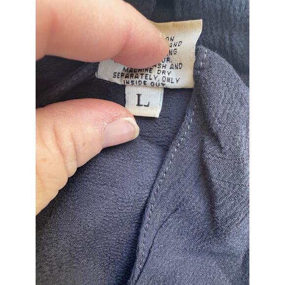 CP Shades Shirt Womens Large Blue Button Front Rayon Collared Long Sleeve Blouse - Picture 5 of 9